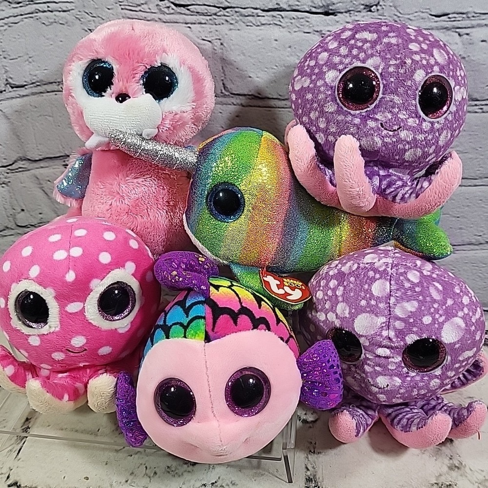 Ty Beanie Boos Plush Lot Sea‎ Marine Animals Nori Flippy Legs Ollie Tusk